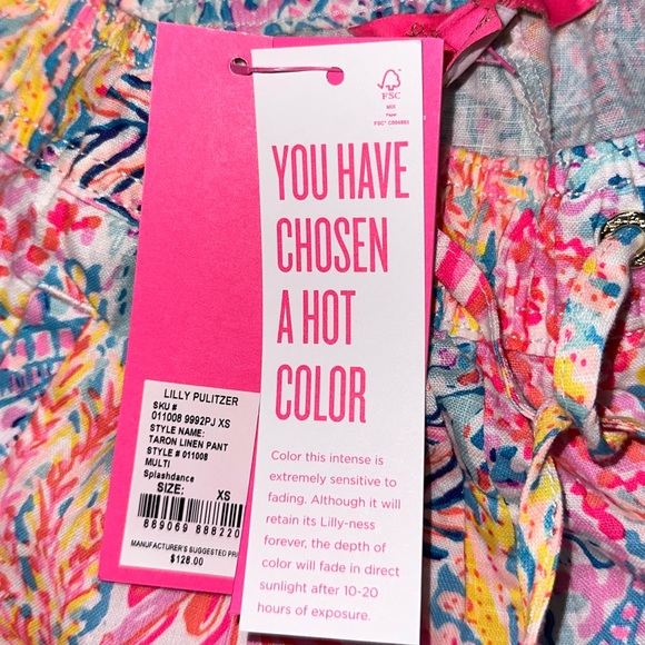 ✨NWT✨ Lilly Pulitzer 31" Taron Mid-Rise Linen Pant - Multi Splashdance Size XS - Picture 5 of 9